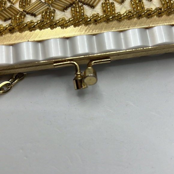 VTG Gold sequin 60s evening bag elegant night out purse formal lady like gala - Picture 7 of 12